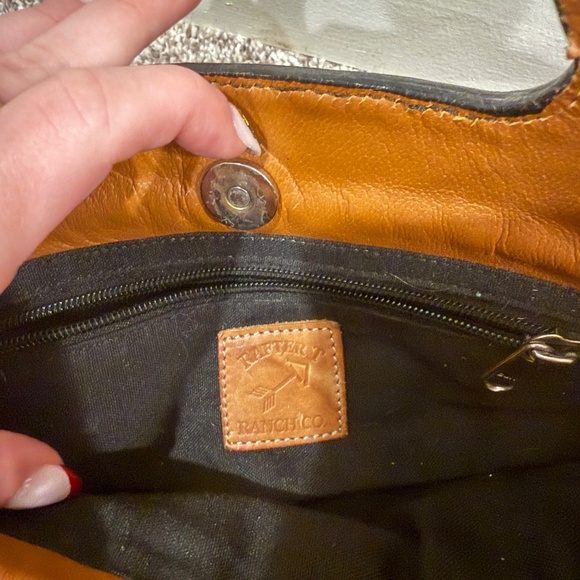 Rafter T Ranch Co. Tooled Leather & Southwestern Fringe Crossbody Bag - Picture 5 of 5